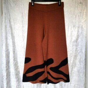 Joseph Ribkoff Animal Print Wide Leg High Waist Knit Pant Size Small